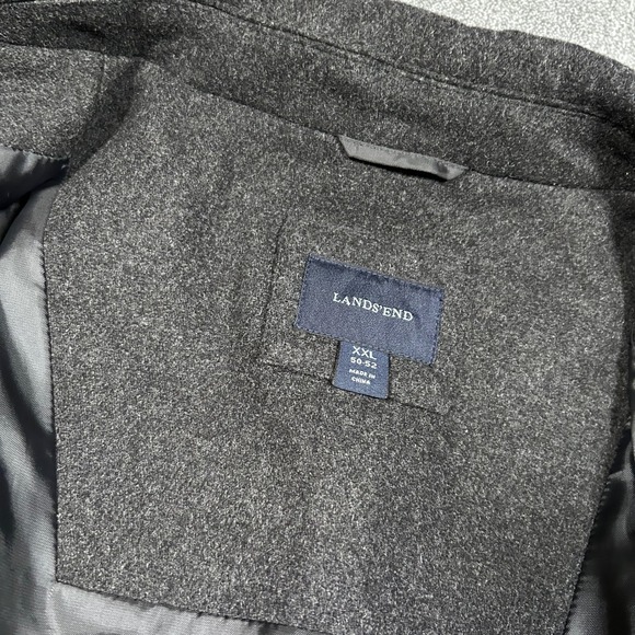 Lands End Wool Blend Zip Jacket Charcoal Grey XXL 50-52 Men Casual Outerwear - Picture 5 of 10